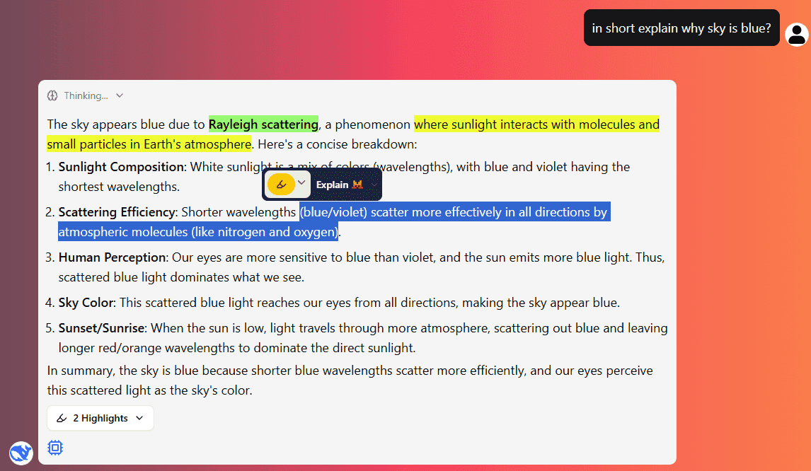 Highlight Text in AI Responses